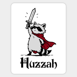 Huzzah Raccoon with Sword funny Knight design Magnet